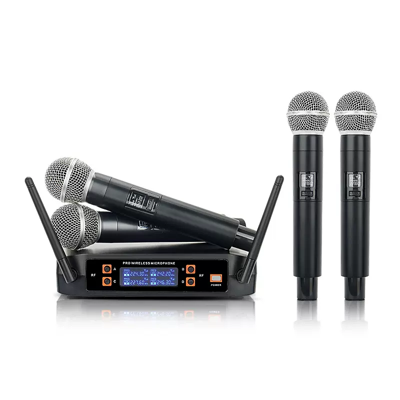 VHF 四通道专业无线麦克风适用于户外 家庭聚会 卡拉OK 会议