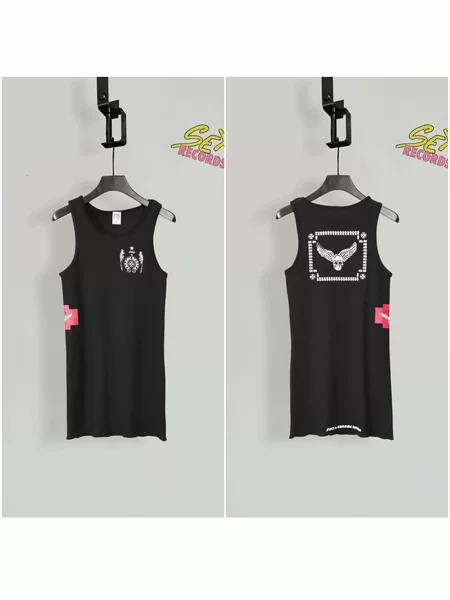 Cross-Border In-Stock Classic T-Shaped Sanskrit Print Slim-Fit Vest Knitted Cotton Elastic Vest Unisex Sports Vest t