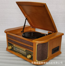 黑胶唱片机，CD机，调频收音机，磁带播放机复古留声机老式黑胶唱