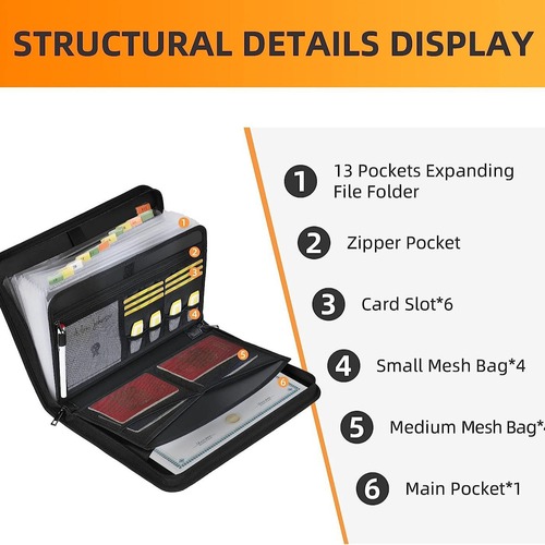 Amazon Bestselling Waterproof and Fireproof File Bag with Foldable Accordion Design, Large Capacity Cross-border File Storage Bag