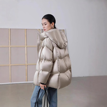白鹅绒羽绒服女中长款2024冬装新款时尚泡芙轻柔加厚大鹅羽绒外套