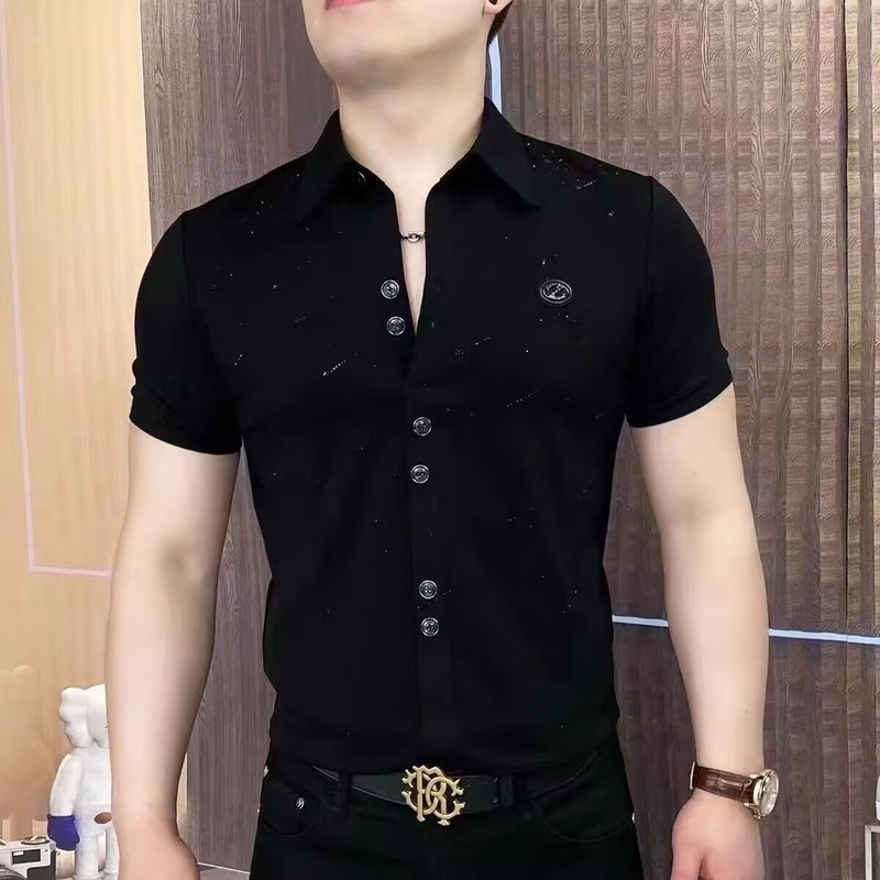 立襟氷糸半袖tシャツ男性青年潮牌半ファスナーが冷えています。|undefined