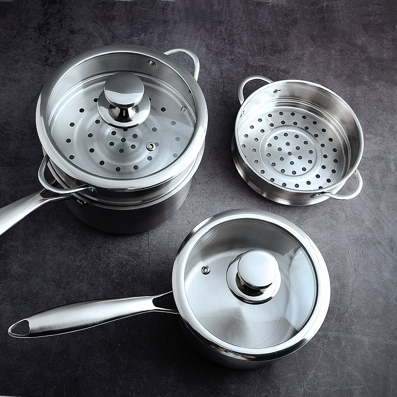 304 нержавеющая сталь молочный cooker корейский стиль ресускоп одноличная ручка маленький молочный котел домашний маленький котел электроплита двойное использование один слой маленькая пароварка