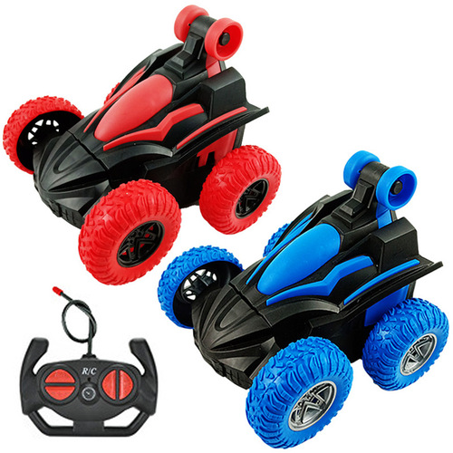 Cross-border best-selling children's four-way remote control dump truck, rotating light electric rolling stunt car, remote control toy car