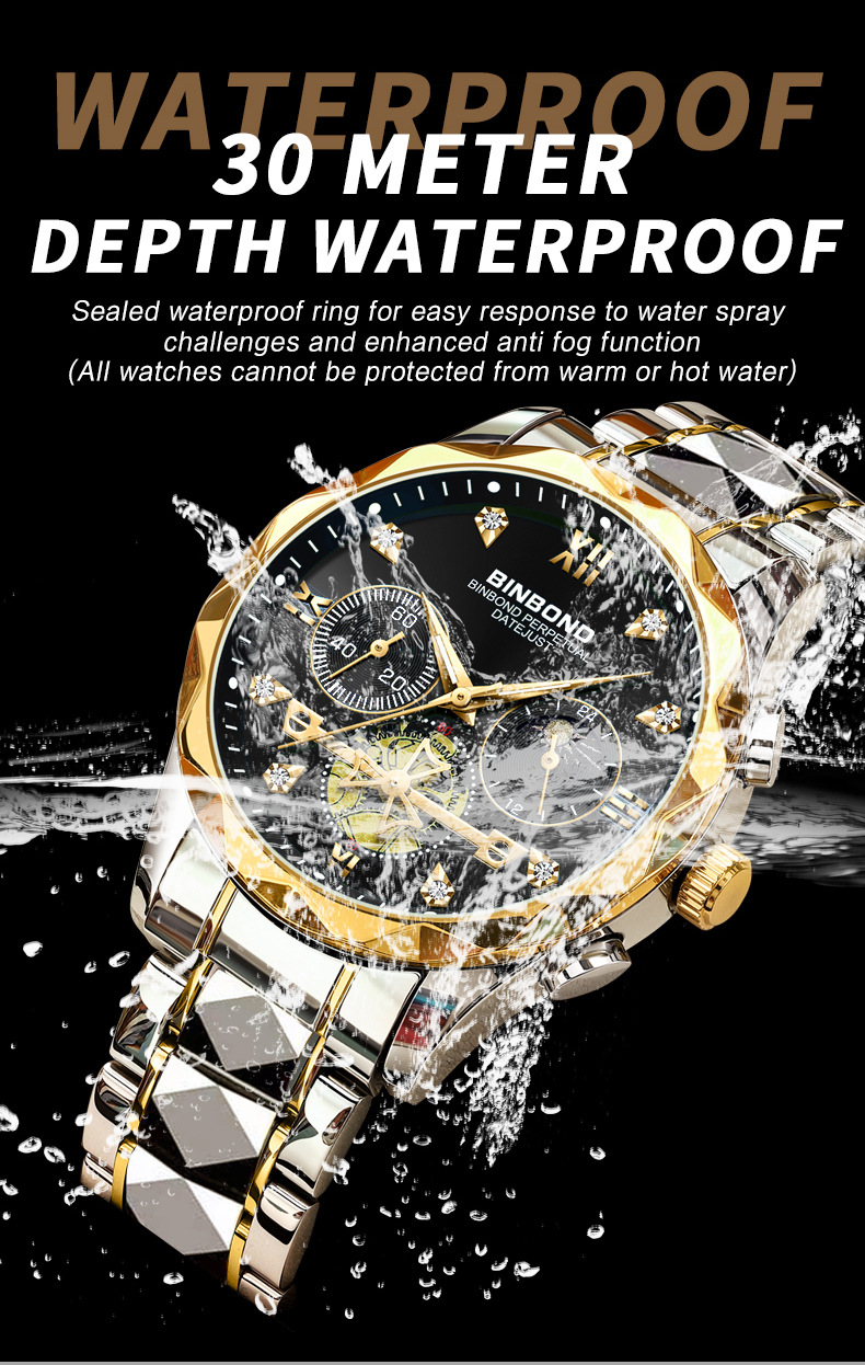 Men's Quartz Watch Multifunctional Tungsten Steel Chronograph_voghion.com