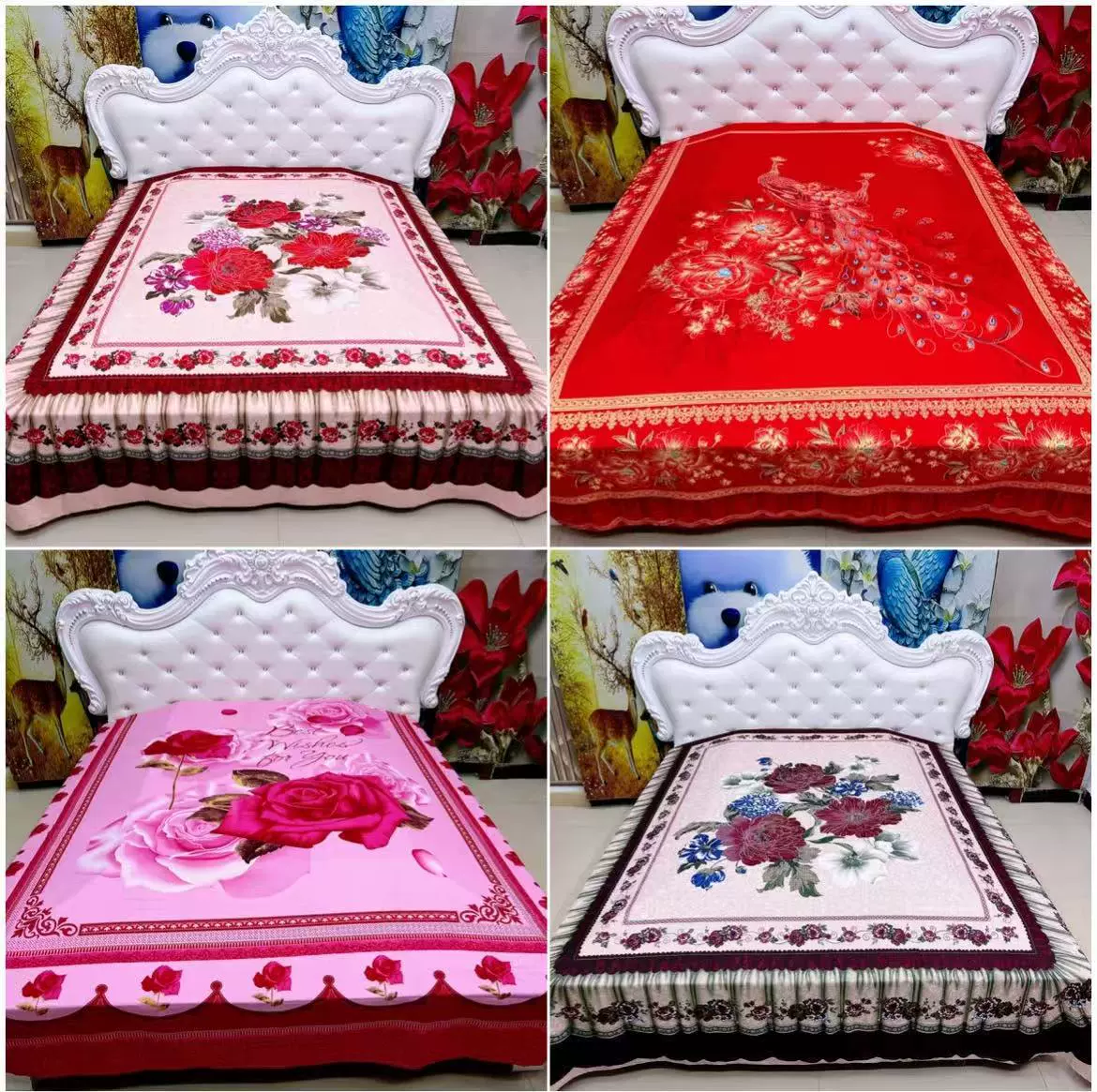 Популярная новая четырехсезонная простыня, цельная утолщенная двойная полная обертка, имитация юбки для кровати, двойная простыня, национальная простыня