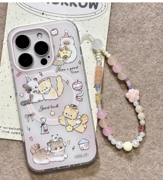 Cadena magnética succión monocasco-gradiente rosa gato QJ