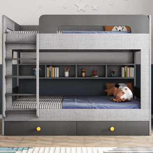 Children's Single Double-Layer Bunk Bed for Students, Simple and Versatile for Various Sizes, with a Ladder and Cabinet