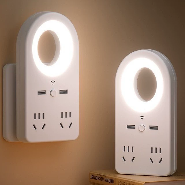 Интеллектуальная голосовая розетка для ночника, USB-розетка для зарядки, искусственный интеллект, голосовая розетка для спальни, прикроватная светодиодная лампа для экстренной помощи