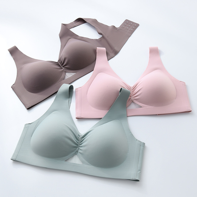 Glossy Seamless Bra Medium Thin Women's Summer Wireless Large Breast Gathering Push-Up Soft Support Sports Bra Cover Glossy Seamless Bra Medium Thin Women's Summer Wireless Large Breast Gathering Push-Up Soft Support Sports Bra Cover