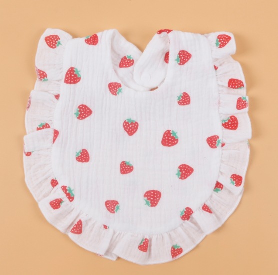 2023 toalla de saliva para bebé con volantes babero de encaje de gasa con estampado de algodón para bebé babero babero de saliva transfronterizo