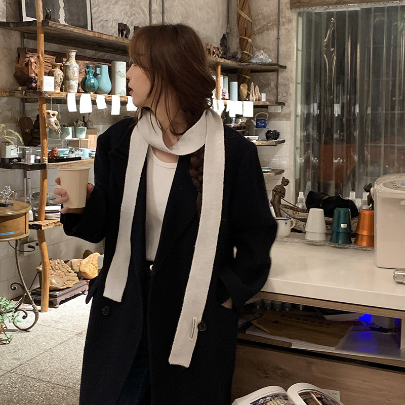 Otoño y invierno bufandas de alta calidad bufandas de nuevo estilo japonés de tejido protector de cuello largo y estrecho bufandas de cuello al por mayor