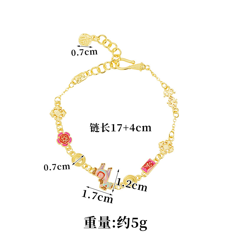 Nuevos productos de oro de arena vietnamita tendencia esmalte color pulsera de poní ligera aleación de cobre de lujo joyería al por mayor