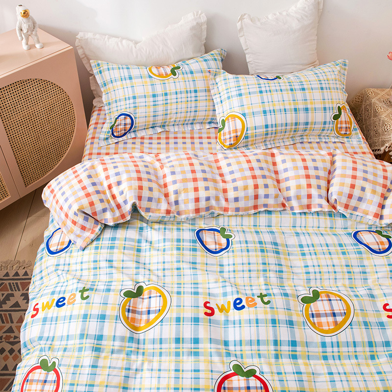 ins pure cotton Four piece suit Cotton printing Combed lovely Cartoon children The bed Supplies Cross border One piece On behalf of