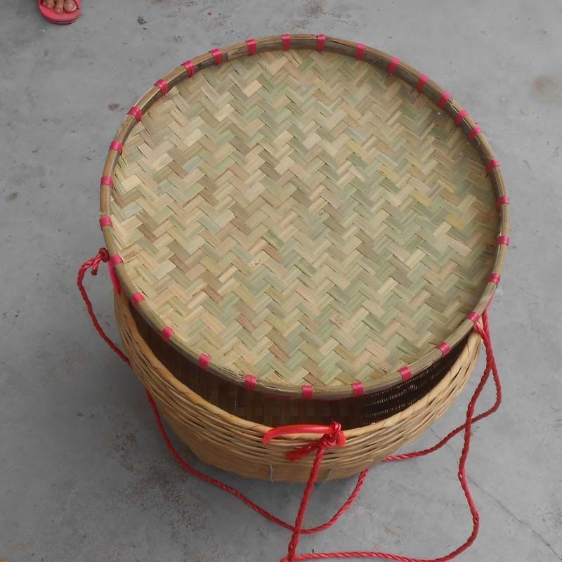 圆形大号竹编箩筐淘米筐粮食筐水果收纳筐喜事婚庆摆设竹篮筐容器|undefined