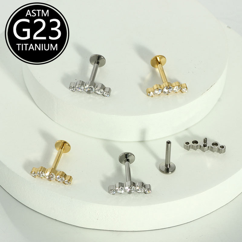 Pointed titanium steel lip stud product view