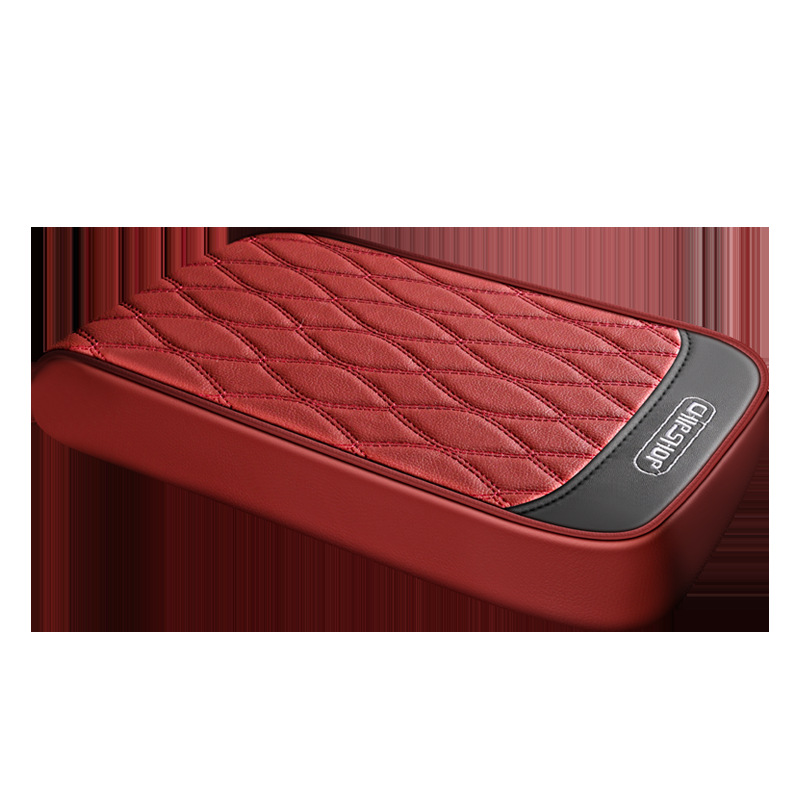 Fushou Car Armrest Box Heightening Pad Nappa Leather Center Armrest Cover (Armrest box pad) - red