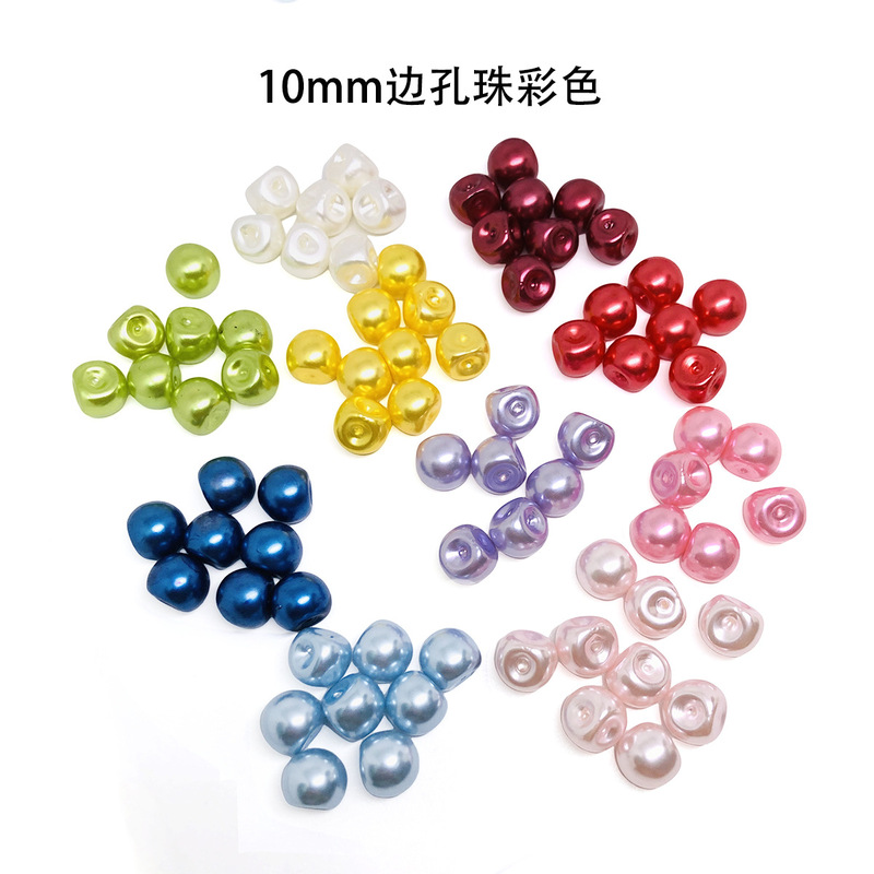 10mm Colorful Side Hole Pearl Decorative Buckle National Style Vintage Tang Suit Hanfu Cheongsam Plate Button Chiffon Shirt Button