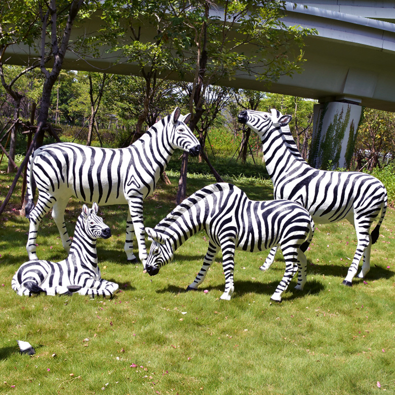 户外仿真动物彩绘斑马玻璃钢雕塑花园林景观庭院别墅公园装饰摆件
