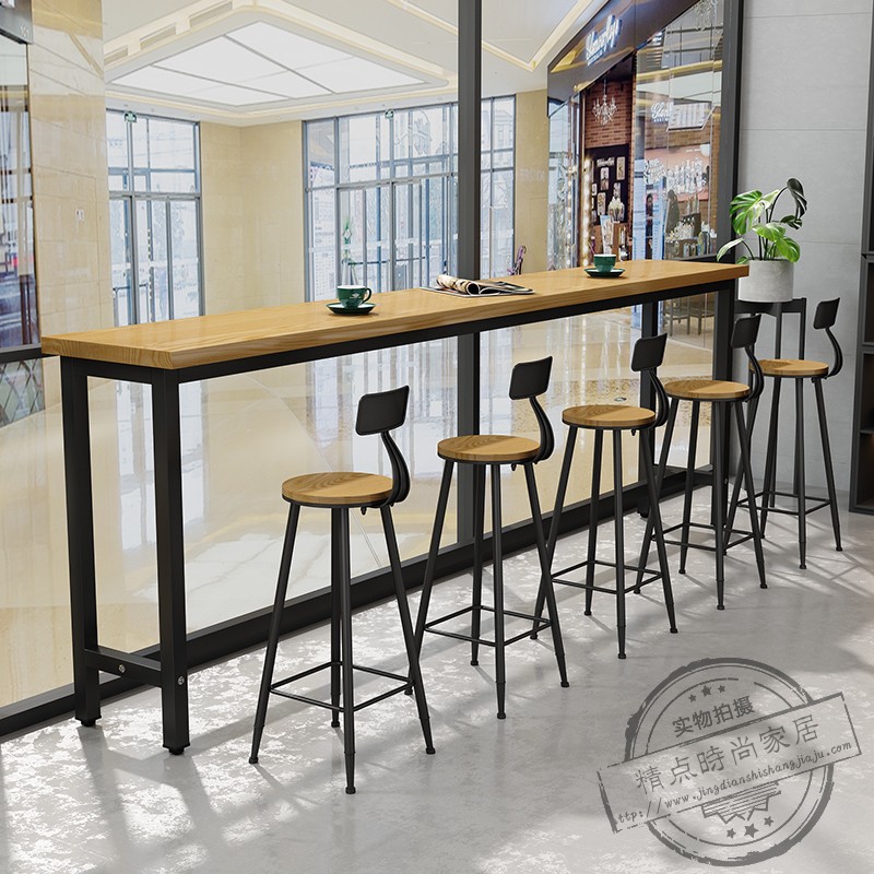 Solid Wood Countertop Table Home Use Balcony High Table Writing Desk Milk Tea Shop Simple and Fashionable High Table Chairs Wall-Hanging Long Narrow Table