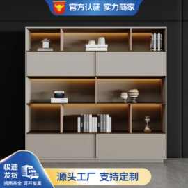 复古文件柜资料柜办公室靠墙收纳柜储物柜豪华老板背景柜书柜落地