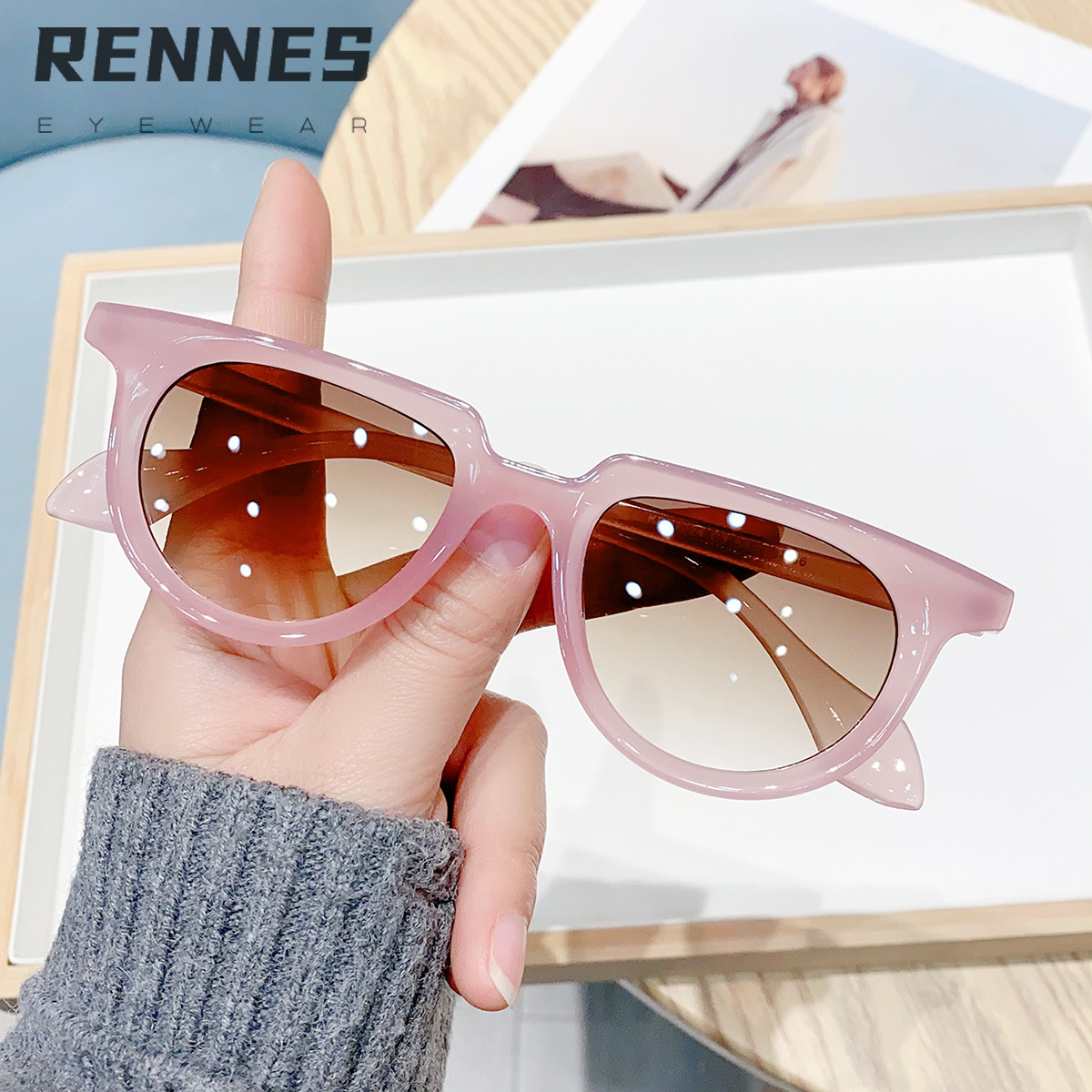 Versión coreana al por mayor transfronteriza de gafas de sol de ojo de gato de marco pequeño para hombres y mujeres gafas de sol de protección solar de alta gama europeas y americanas Sunglasses