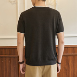 ZY8116-MW简约高级感上衣宽松休闲T恤美式假两件短袖针织衫，男装针织衫/毛衣，星座614