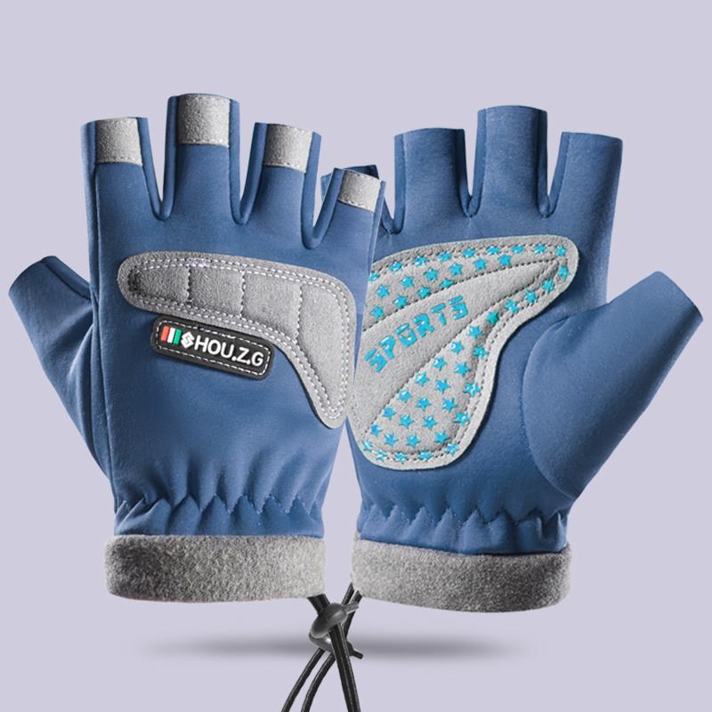 Guantes para niños con forro polar medio dedo niños y niñas otoño e invierno cálido a prueba de viento impermeable antideslizante niños estudiante deportes equitación
