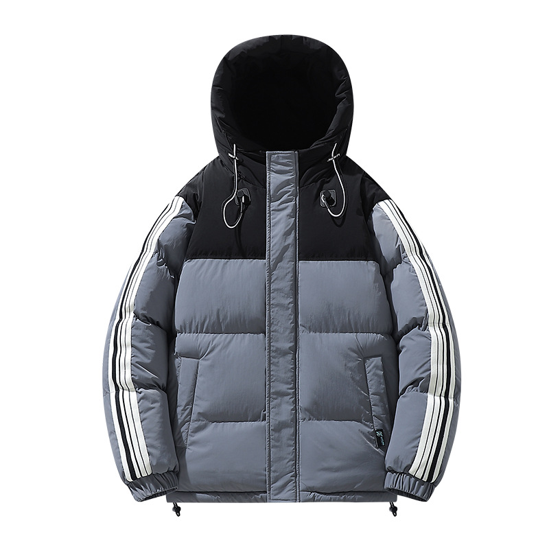 Chaqueta Acolchada con Capucha Combinada de Poliéster Térmico para Otoño e Invierno