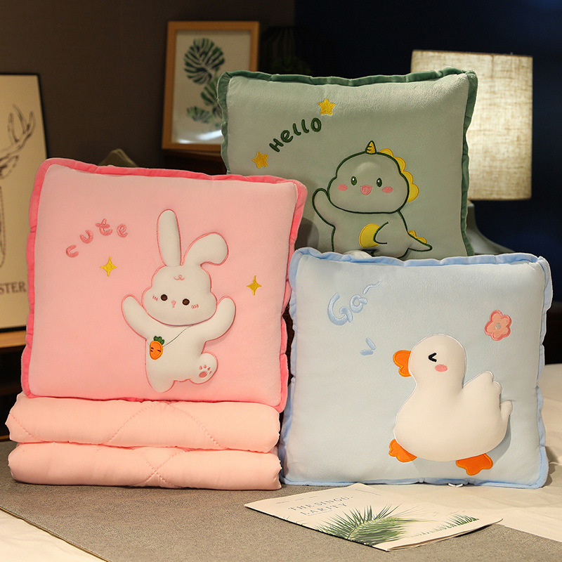 Panda almohada edredón de doble uso engrosada manta siesta Oficina conejo blanco almohada aire acondicionado plegable almohada de coche