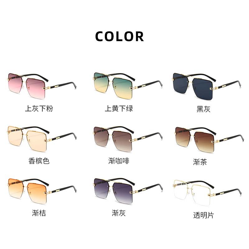 Nueva moda de metal gran marco doble haz gafas de sol sombrilla personalizada transfronteriza hombres y mujeres gafas de sol fábrica al por mayor