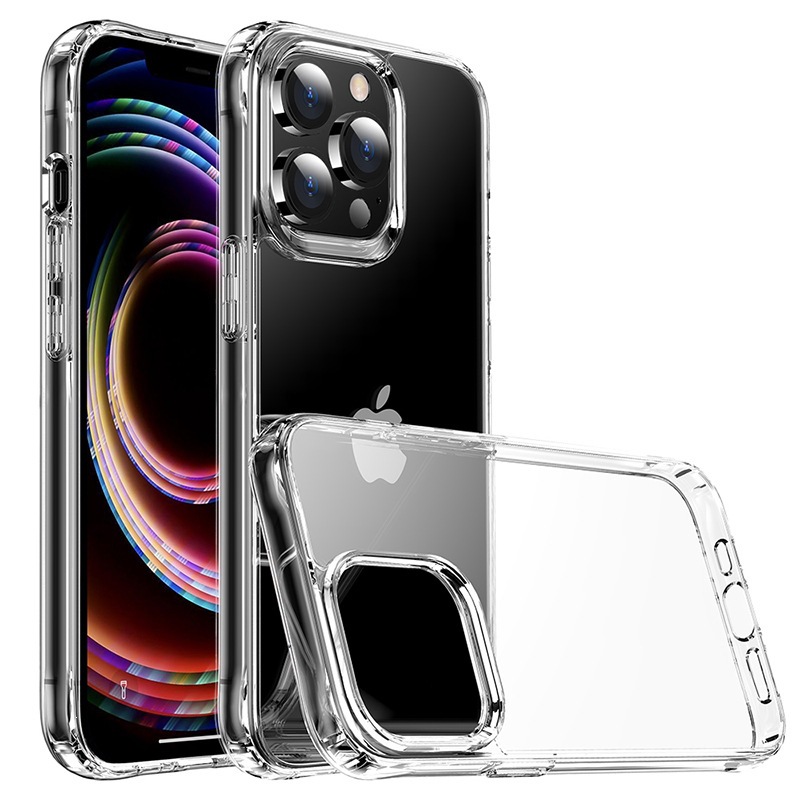iPhone 16 va Apple 15 Pro uchun shaffof iPhone g'ilofi, TPU+PC zarbaga chidamli yumshoq silikonli havo yostig'i 13