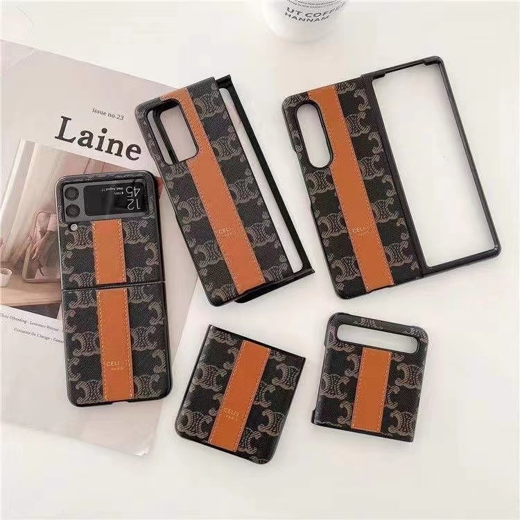 Suitable for Samsung Zflip3 mobile phone case fashion old flower 5G leather pattern retro Samsung Zflip4 folding protective case