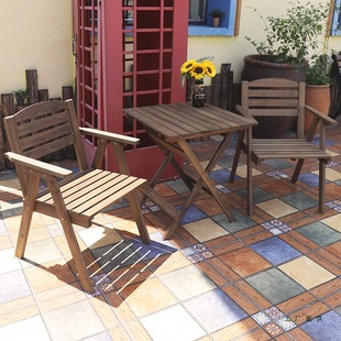 Wholesale Solid Wood Foldable Table and Chair Combination Portable Home Outdoor Balcony Simple Small Coffee Table Square and Round Dining Table