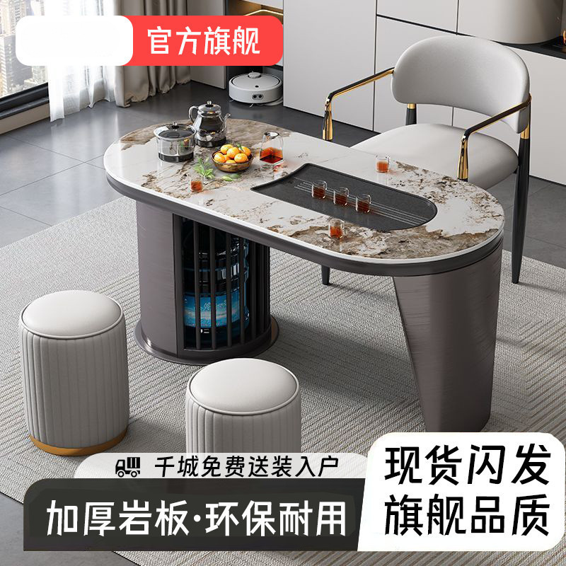 Mesa de té balcón mesa de té moderna simple tabla de roca mesa y silla de lujo ligera combinación de mesa de té de oficina en el hogar un conjunto completo