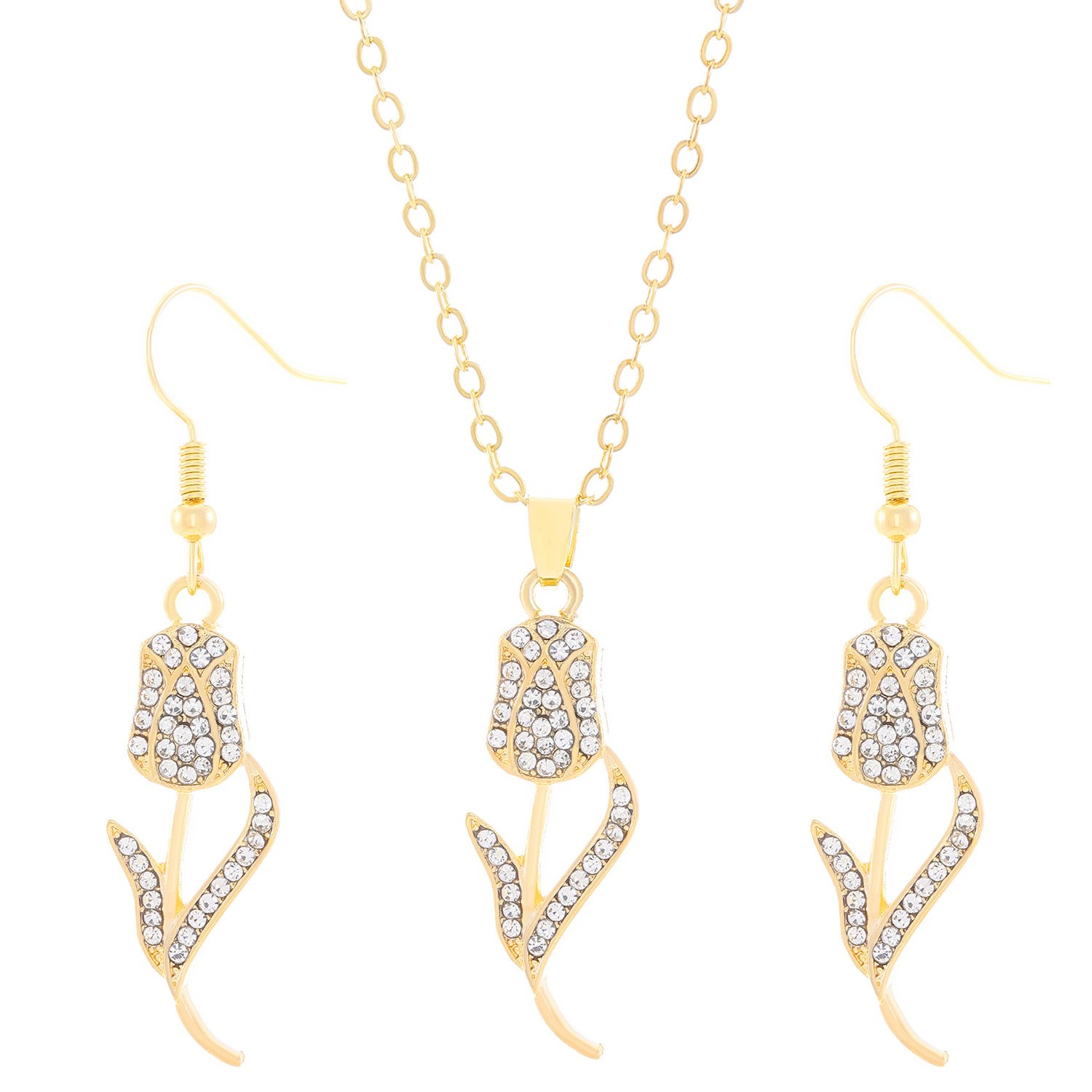 Transfronterizo europeo y americano Venta caliente joyería traje personalidad femenina diamante aleación corona mariposa collar pendientes traje ins moda