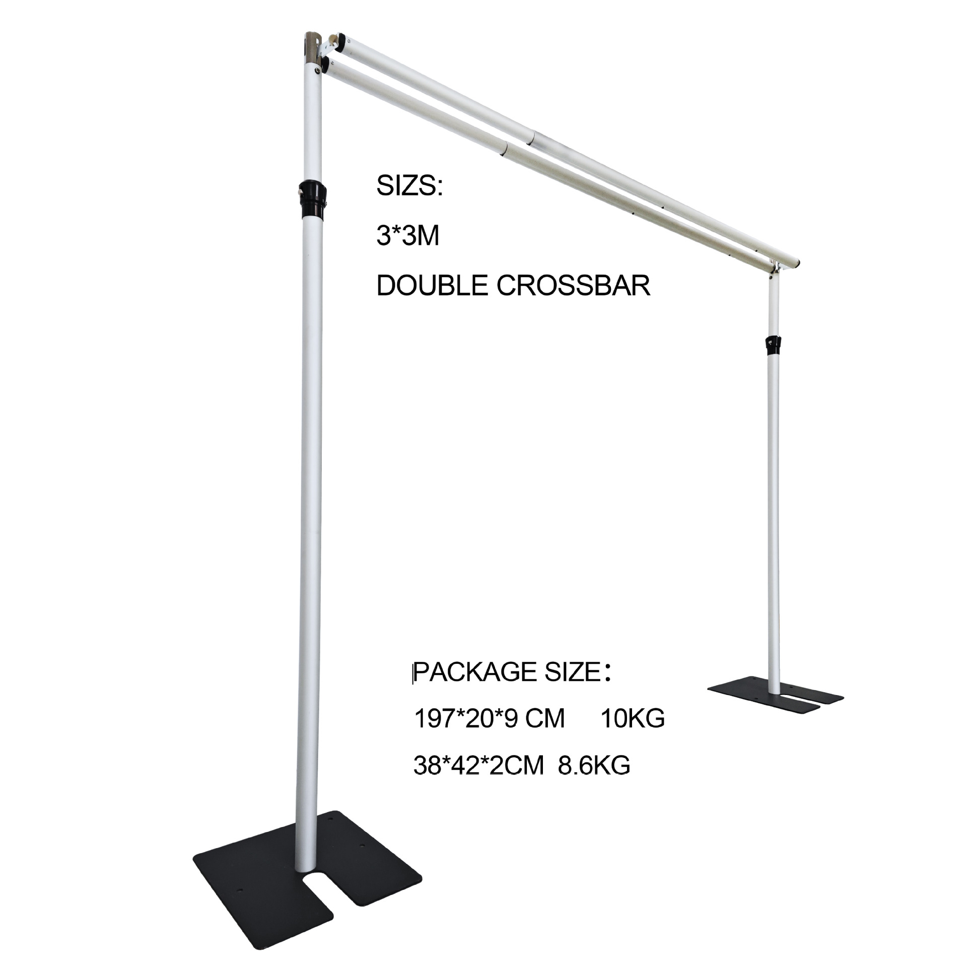 厂家外贸直供可调节6-10ft铝合金婚庆花墙架子帷幕双层伸缩背景架