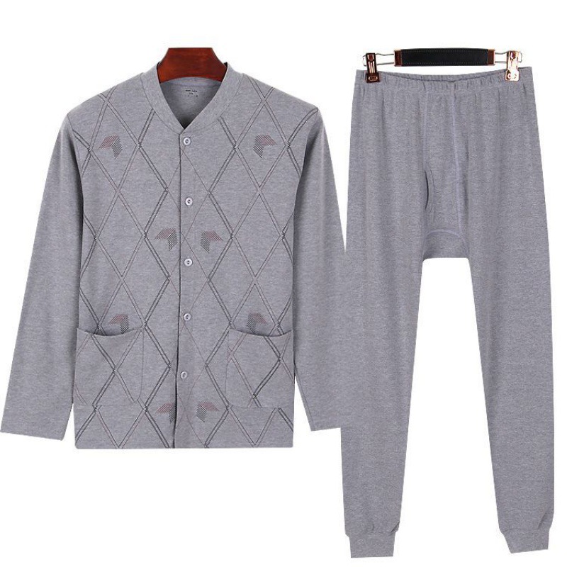 중노년용 면 가디건, 가을옷, 가을바지 정장, 가디건 상의, 큰 사이즈, 노인과 아빠를 위한 얇은 보온 속옷