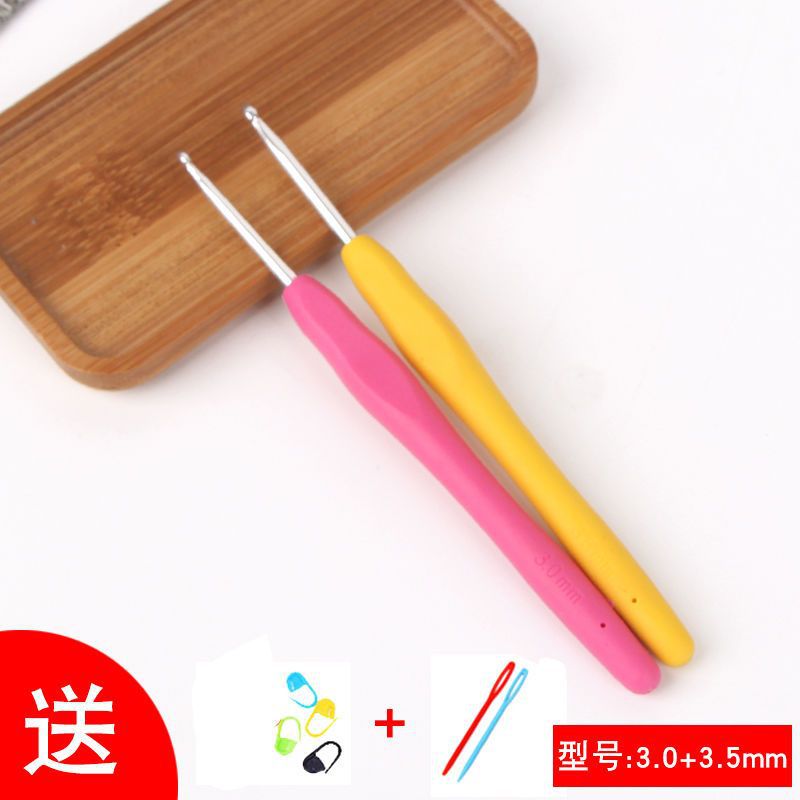 Traje de herramienta de ganchillo tejido a mano aguja de palo de lana marca de aguja hebilla aguja de giro con bolsa de almacenamiento aguja de gancho de aluminio