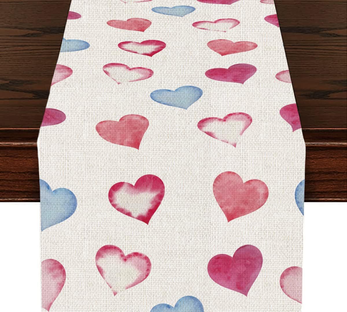Transfronterizo nuevo día de San Valentín camino de mesa Lino impreso mantel hogar Decoración sofá fiesta Festival atmósfera Decoración