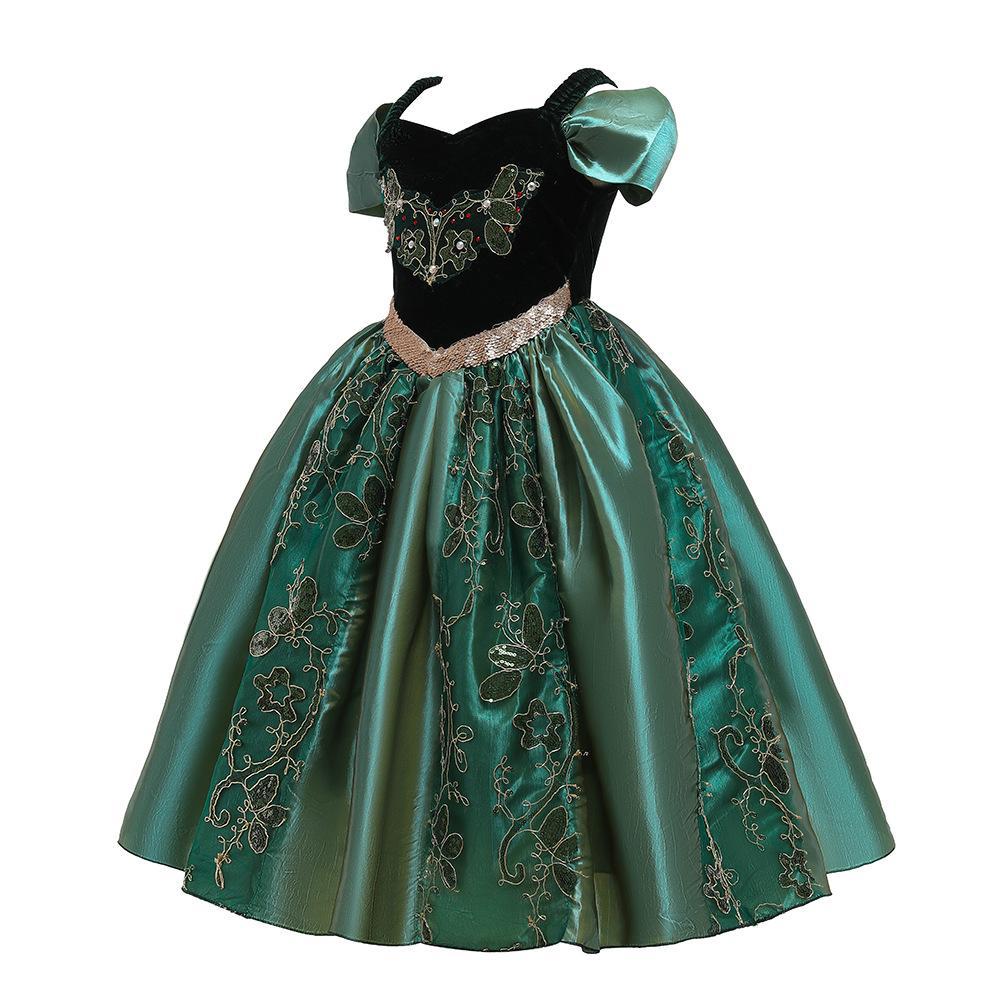 Vestido de princesa Anna y Elsa de Frozen 2 transfronterizo, vestido con tirantes, vestido de un solo hombro, vestido para niños, ropa infantil