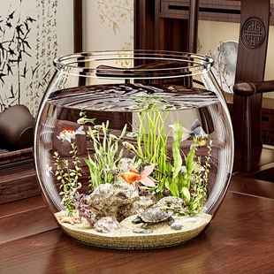 Baoshi Round Fish Tank Plastic One-Piece Anti-Fall and Break-Resistant High-Transparency Imitation Glass Living Room Small Desktop