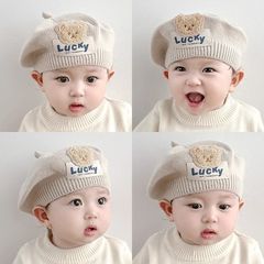 子供用ベレー帽秋冬の韓国版熊の子供用ニット毛糸の絵家帽の湿った王女の帽子の洋風