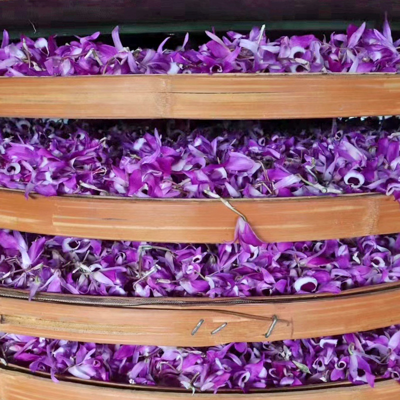 Purple Dendrobium Flower Zi Shi Hu Hua Dried Herbal Tea Flowers 10g Bottle Pack in use