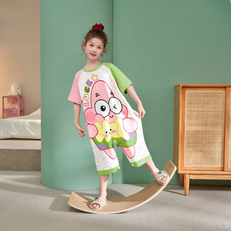 Children's One-Piece Pajamas Summer Modal Girls Big Kidsren Baby Anti-Cold One-Piece 2025 New Ice Silk Sleeping Bag