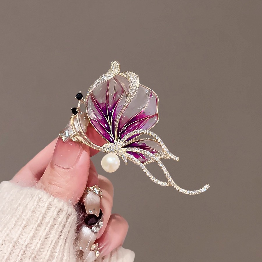 Vintage Schmetterlingsbrosche Emaille Luxus Mode Anstecknadel_voghion.com