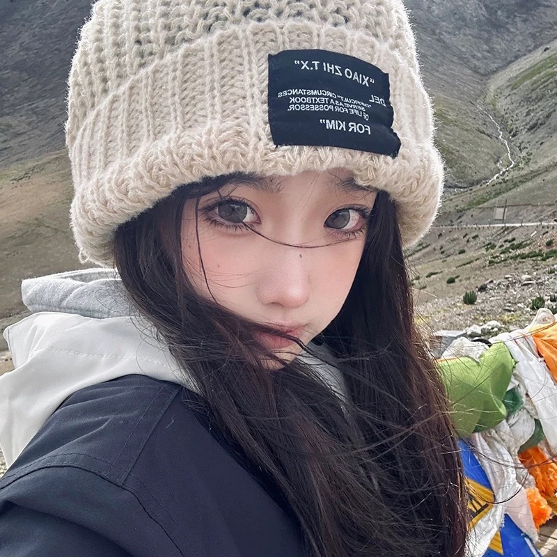 New type of for women, loose board, pile up woolen high aesthetic value, knitted , small face, warm and thick thread_voghion.com