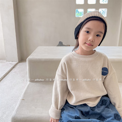 2023 new children's winter clothing children's Korean style double suede long-sleeved sweatshirt girls boys autumn clothing 122633