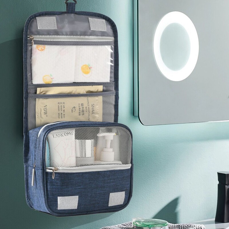 Travel Wash Bag Travel Dry and Wet Separate Hook Bag Skin Care Cosmetic Bag Unisex Portable Storage Bag