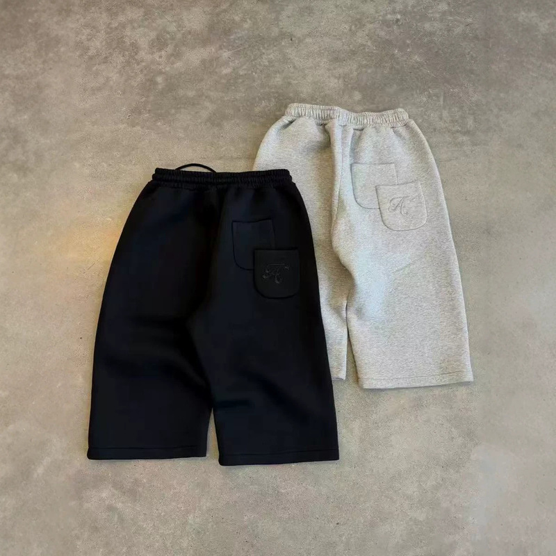 Saint Alexander Tracksuit Cross-Border Hot-Selling Air Layer Fluffy Short Sweatpants Men's Trendy Shorts Saint Alexander Tracksuit Cross-Border Hot-Selling Air Layer Fluffy Short Sweatpants Men's Trendy Shorts